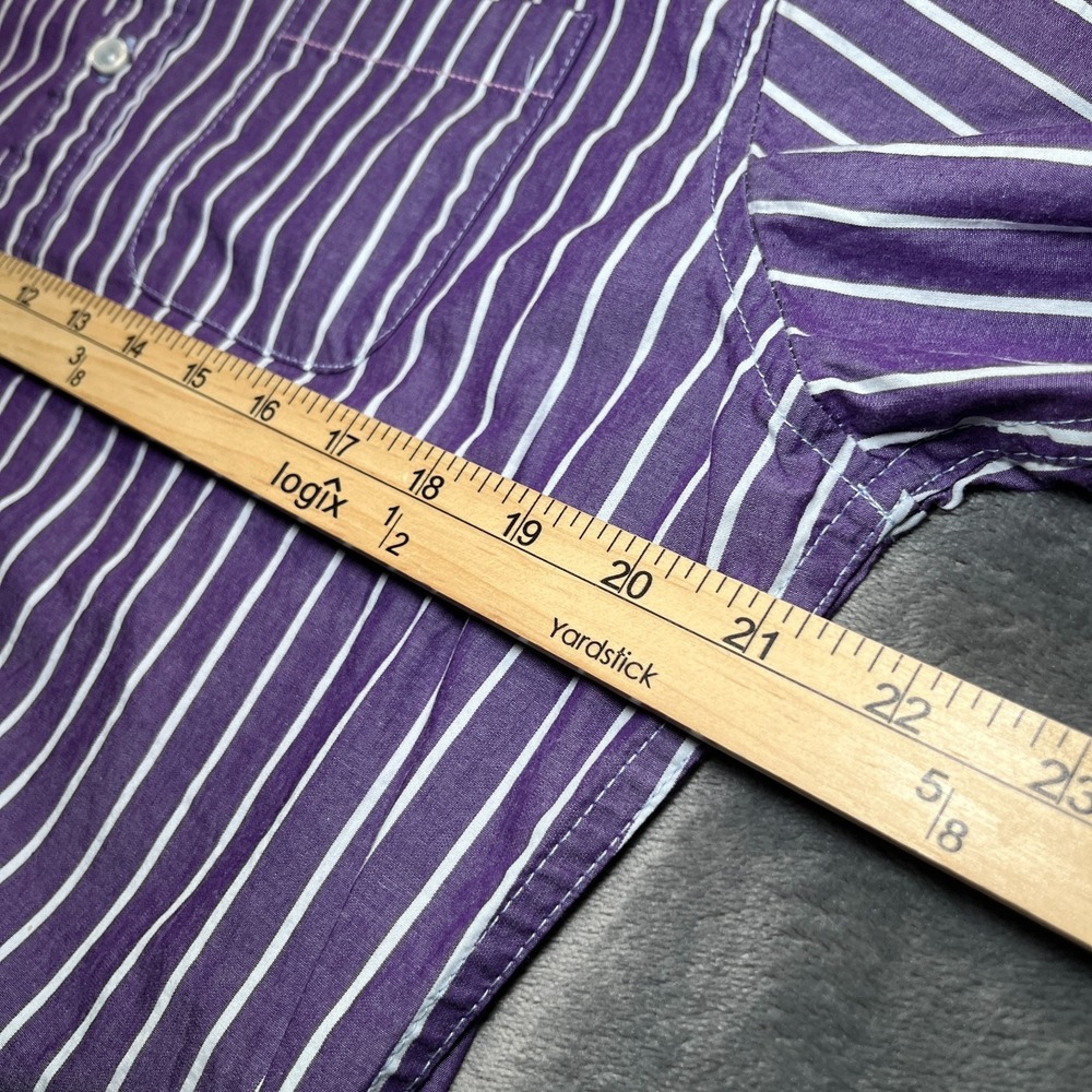 Descendant of Thieves Shirt Mens Large Purple Striped Long Sleeve Button Up - Picture 6 of 10
